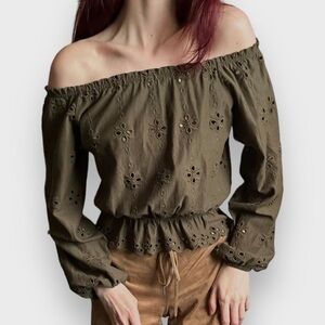 H&M Olive green peplum top